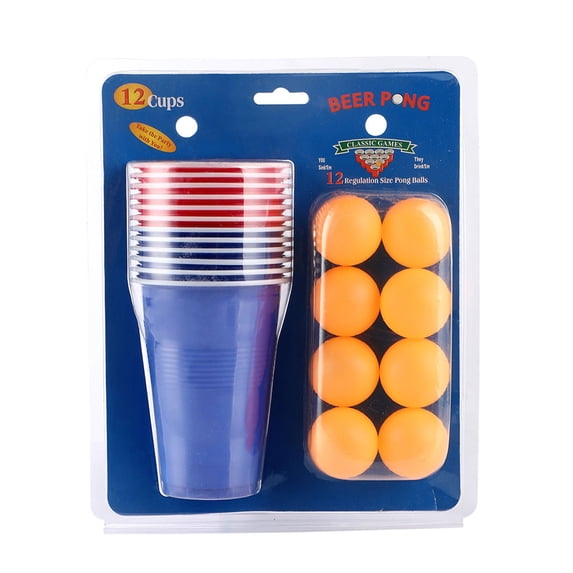 WZXPWT Beer Game Set, 24-Piece Drinking Cups Kit, Blue and Red Plastic Party Game for Adults