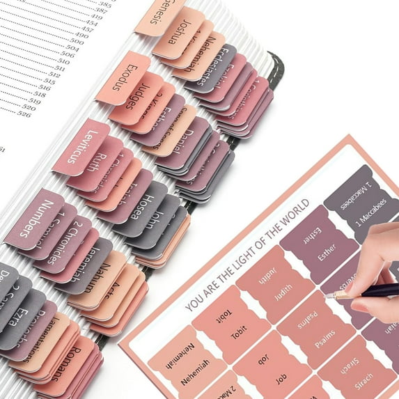 WZXPWT Bible Guidance Tabs, Book Index Markers and Customizable Sticky Notes for Scripture Study
