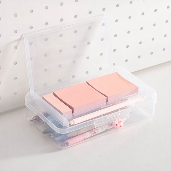 WZXPWT Bilayer Plastic Pencil Case, Large Capacity Stationery Organizer Box, Clear Snap-Tight Lid Pencil Storage, Stackable Office Supplies Holder