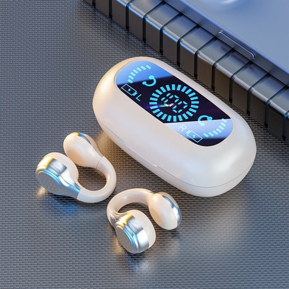 WZXPWT Bones Conduction Bluetooth Earphones, Non-In-Ear Clip-On Sports Wireless Earbuds with Digital Display & Long Battery Life