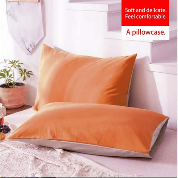 WZXPWT Breathable Pillow Protector 19"x29", Waterproof Hotel Bedding Cover with Skin-Friendly Fabric, Polyester Pillowcase for Household Use, Full-Wrap Isolation Layer Protector(Orange)