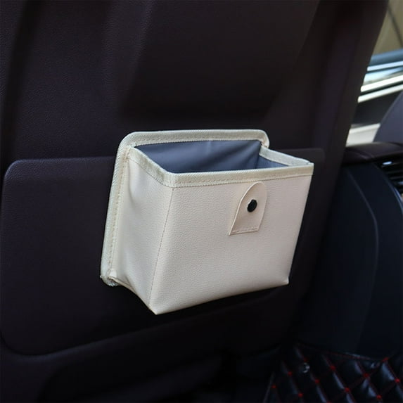 WZXPWT Car Storage Bag, Foldable Door Hanging Trash Can, Multifunctional Leather Car Garbage Bin