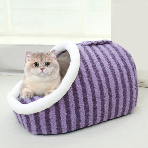 WZXPWT Cat Sleeping Bed, Soft Plush Cat Nest with Removable Cover, Portable Cat Sleep Pod, Washable Pet Sleeping Bag for Small, Medium, and Large Pets