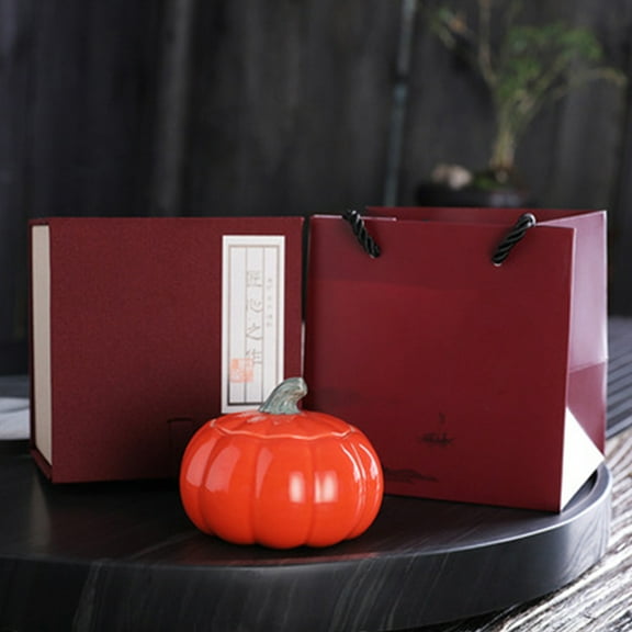 WZXPWT Ceramic Pumpkins Jar with Lid, Halloween Candy Container and Tea Canister for Thanksgiving Party Supplies