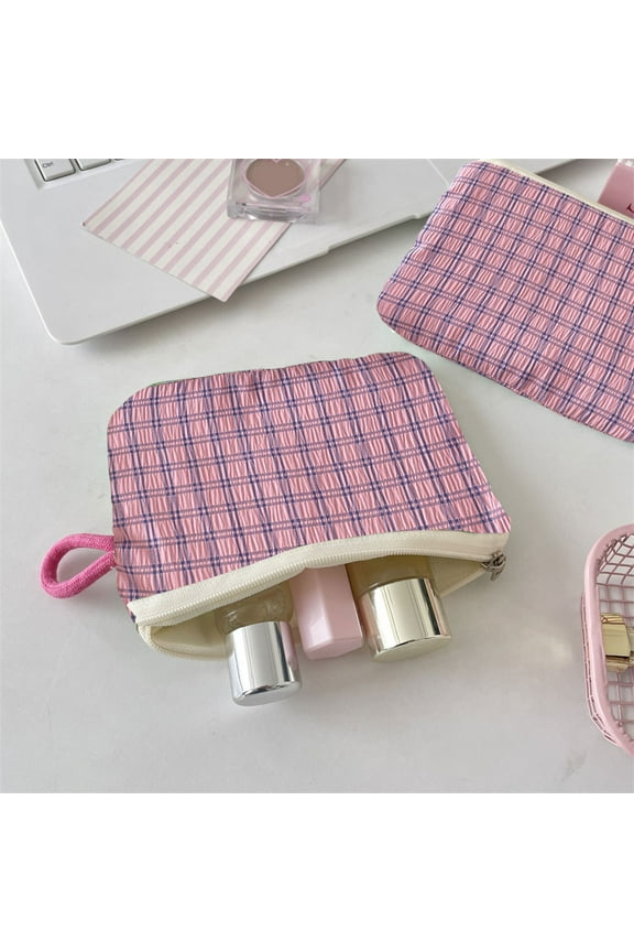 Coin Purse, Woolen Knitted Coin Pouch with Striped Color-blocked Design, Portable Makeup Organizer for Cosmetics, Mini Storage Bag for Daily Essentials