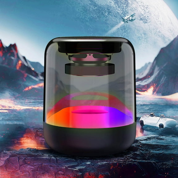 WZXPWT Colorful Glass Bluetooth Speaker, Wireless Stereo Sound System, Surround Sound Music Player with Dynamic Lighting Effects