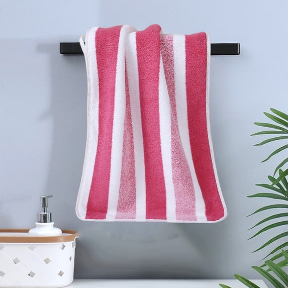 WZXPWT Corals Fleece Towel, Quick-Drying Large Striped Bath Towel for Face Washing, Absorbent Hair Drying Towel, Soft Fabric Bath Sheet for Men and Women