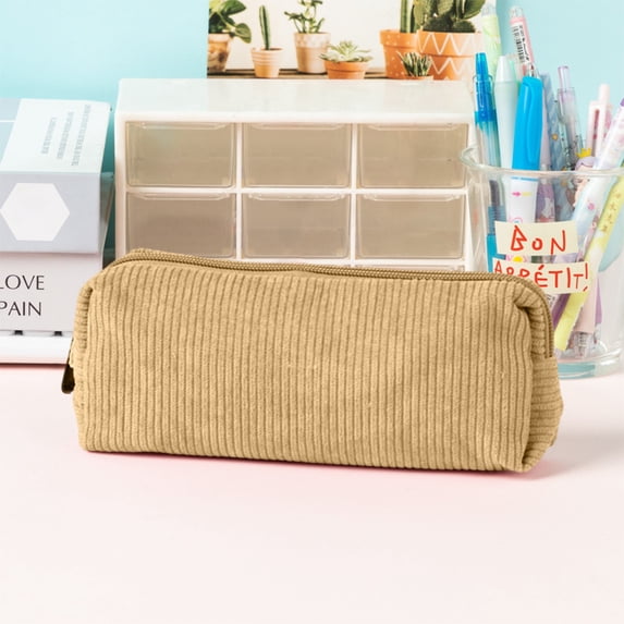 WZXPWT Corduroy Pencil Case, Vintage Stationery Pouch, Solid Color Pencil Bag, Fabric Pencil Holder