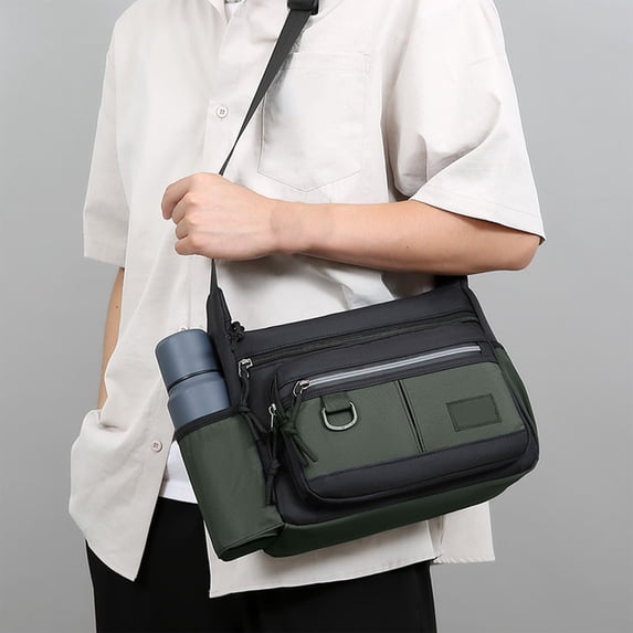 WZXPWT Crossbody Bag, Casual Multi-Functional Sling Bag with Water Bottle Holders, Stylish Commuter Shoulder Satchel for Work Travel Everyday Use