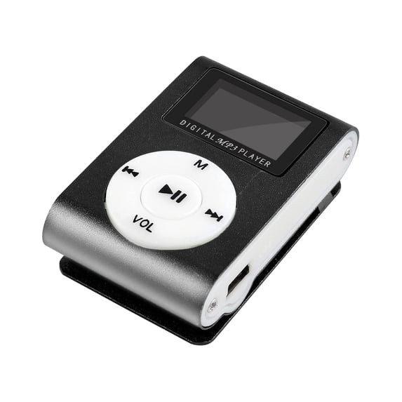 WZXPWT Durable Aluminum Clip-On MP3 Player, Sports Music Player with FM Radio & Expandable 32GB Storage - Ultra-Compact LCD Screen MP3 for Running/Gym/Jogging(Black)
