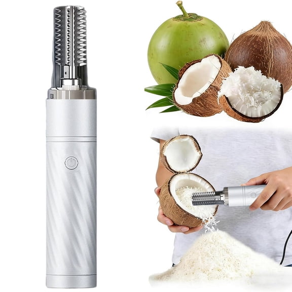 WZXPWT Electric Coconut Grater, Stainless Steel Blade, Efficient Scraping and Shredding Tool, Multi-Purpose Kitchen Essential, Ideal for Home and Small Businesses, 5V Input(White)