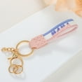 thumbnail image 1 of WZXPWT Fabric Keychain, Handcrafted Crochet Charm, Embroidered Leather Key Ring, Gold Accent Mother’s Day Gift, 1 of 6