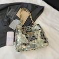thumbnail image 1 of WZXPWT Fashionable Sequin Bag, Casual Large Capacity Tote Bag with Pleated Design, Trendy Shoulder Purse with Comfortable Handle, Stylish Underarm Handbag for Daily Use, 1 of 6
