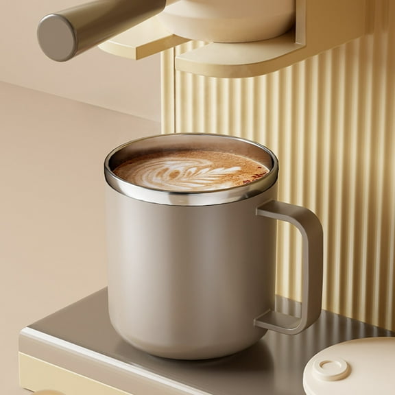 WZXPWT Flat Cover 304 Stainless Steel Mug, Double Wall Vacuum Insulated Coffee Cup with Lid and Handle, 400ml Thermal Travel Tumbler