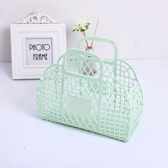 WZXPWT Foldable Hollowed Mesh Storage Basket, Multi-Scene Bathroom/Kitchen Organizer - Plastic Collapsible Storage Basket with Ventilation Design for Toiletries & Groceries(Blue)