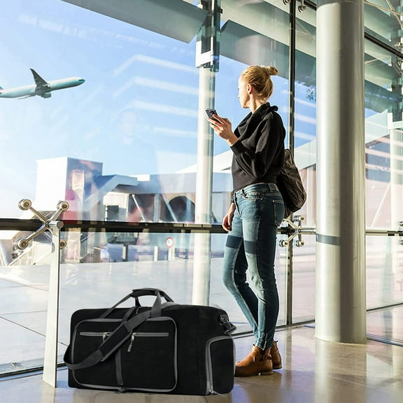 WZXPWT Foldable Travel Luggage Bag for Men, Large Capacity Foldable Travel Bag with Shoe Compartment, Multipurpose Travel Bag for Men and Women