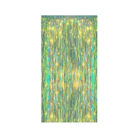 WZXPWT Golden Rain Silk Curtain, Colorful Iridescent Party Decoration, Holographic Background Foil for Weddings and Festivals, Versatile Hanging Door Curtain