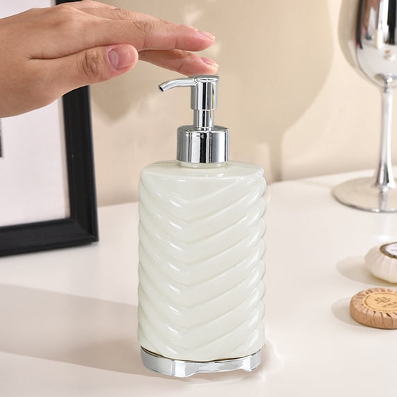 WZXPWT Hand Dispenser, 420ml Liquid Soap Dispenser with Stylish Design, Refillable Bathroom Pump Bottle, Multi-Purpose Hand Wash Station Supplies