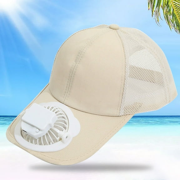 WZXPWT Inflatable Fan Cap, Breathable Sunshade Hat, Adjustable Wind Speed, Perfect for Summer Travel, UPF 50+ Sun Protection, Keeps You Cool and Comfortable Outdoors(Beige)
