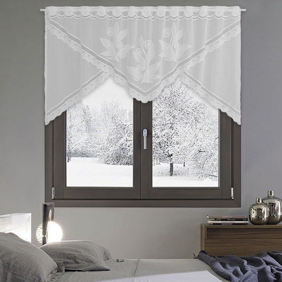 WZXPWT Lace Kitchen Swags, Thermal Insulating Window Valance Curtains for Bathrooms and Kitchens, Elegant Lace Tier Curtains, Light Filtering Window Treatments