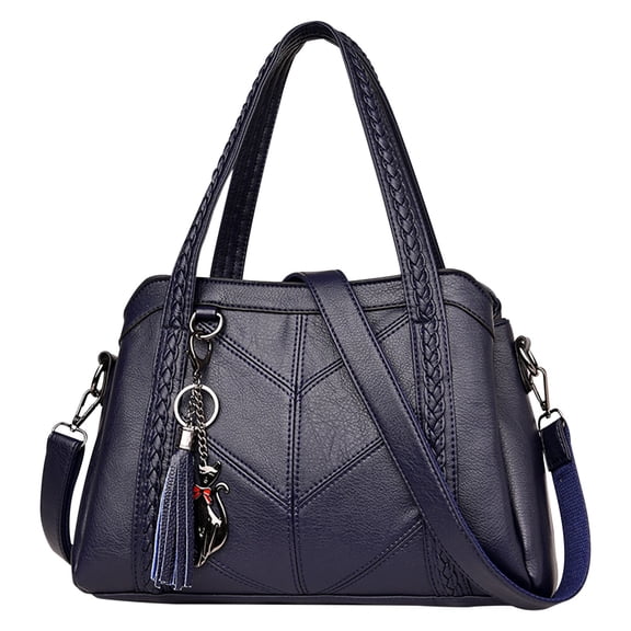 WZXPWT Large Capacity PU Tote Bag for Women, Soft Leather Adjustable Crossbody Bag - Multifunctional Work/Travel/Dating Purse with 5 Pockets(Blue)