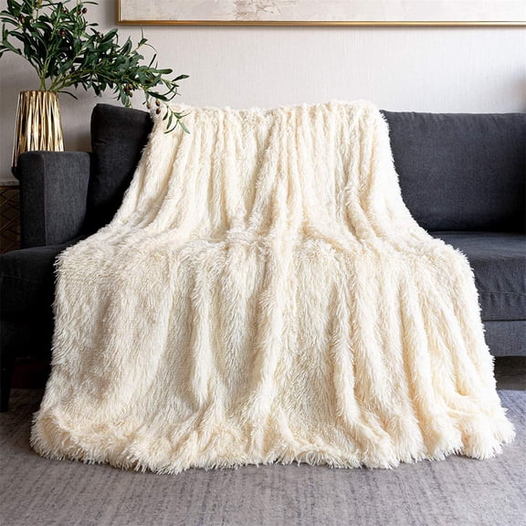 WZXPWT Long Faux Throw Blanket, 48"x32" Fuzzy Lightweight Fleece Wedding Photo Background Blanket, Super Soft & Cozy Decorative Couch Sofa Blanket