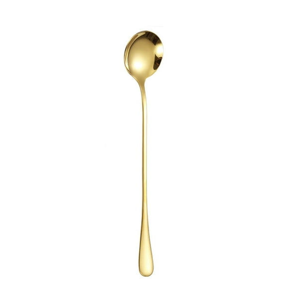 WZXPWT Long-Handle Stainless Steel Mixing Spoon, Versatile Coffee & Ice Cream Spoon, Durable Round Tip Stirring Utensil