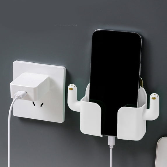 WZXPWT Mobile Phone Storage Rack, Wall-Mounted Charging Station for TV and AC Remote Controls, Bedside Phone Organizer with Cable Management