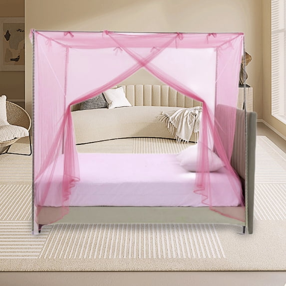 WZXPWT Mosquito Net, One Side Opening Bed Canopy with Netting, Decorative Bed Curtain for Twin Size, Breathable Insect Protection for Bedroom