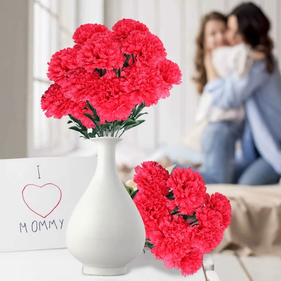 WZXPWT Mother's Day Carnation Artificial Maple, Simulation Floral Arrangement, Living Room Decoration, Dining Table Decorative Flowers