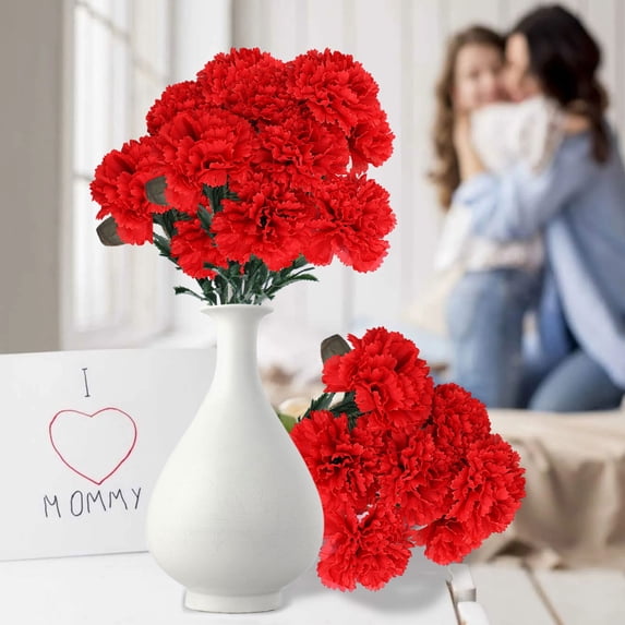 WZXPWT Mother's Day Carnation Artificial Maple, Simulation Floral Arrangement, Living Room Decoration, Dining Table Decorative Flowers