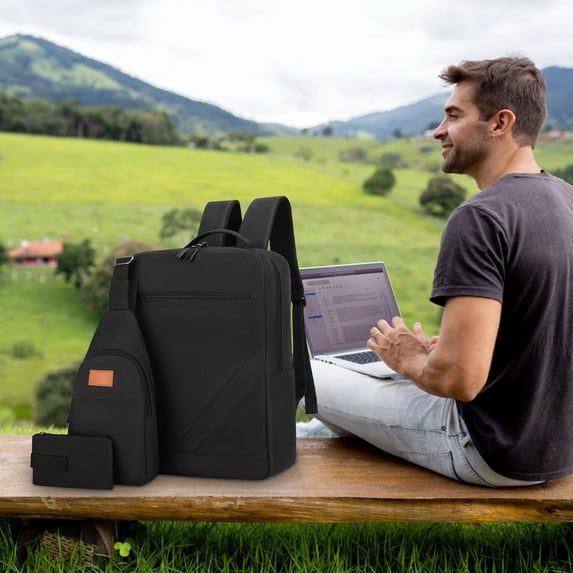 WZXPWT Multipurpose Men's Shoulder Bag, High Capacity Business Computer Satchel, Versatile Travel Backpack with USB Charging Port and Ergonomic Design