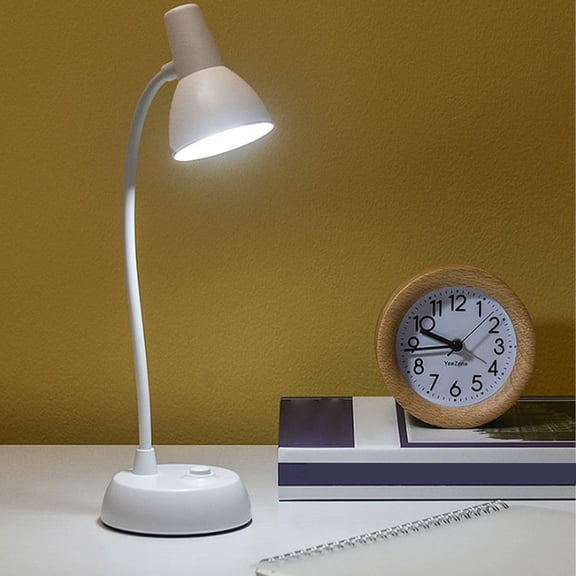 WZXPWT Natural Light Student Desk Lamp, 360° Bendable Reading Light - AA Battery Operated Portable Study Lamp with Eye Care Mode for Dorm/Home/Bedside(White)