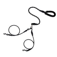 WZXPWT 2-Dog Leash, O-Tangle Dual Dog Leash with Comfortable Padded Handle, Heavy-Duty Splitter Leash for Multiple Dogs, Durable Nylon Rope Leash with 360° Rotating Clips