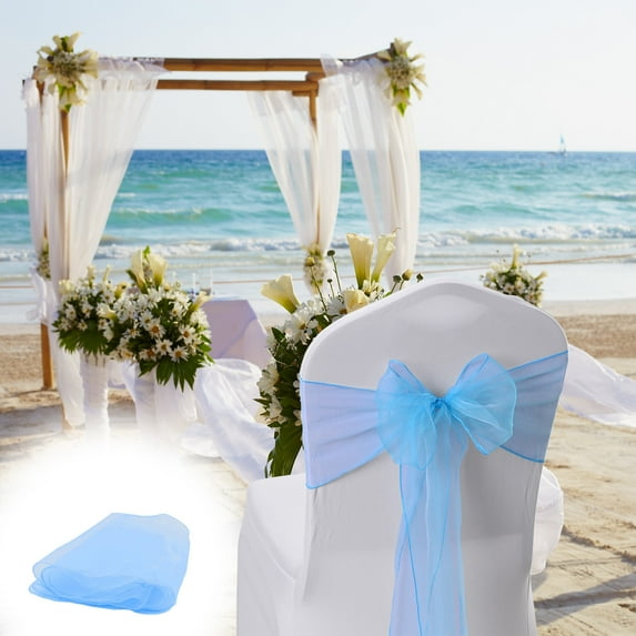 WZXPWT Organza Chair Bows Sashes for Party Wedding Birthday Banquet Decoration, Reusable Polyester Ribbon Tie with Exquisite Workmanship, 6.7 x 8.0 Inches