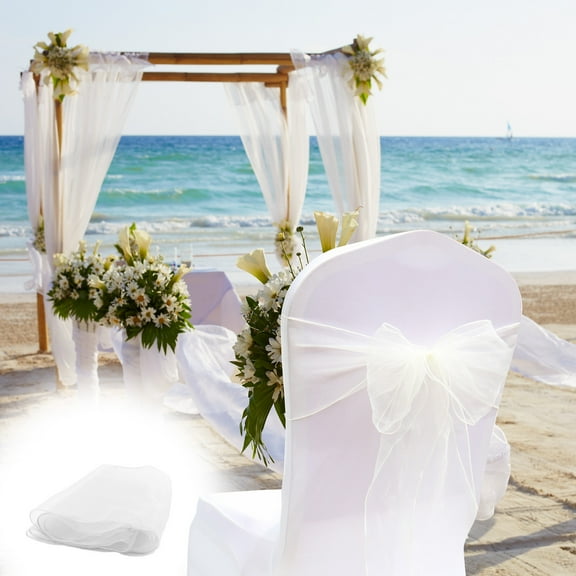 WZXPWT Organza Chair Bows Sashes for Party Wedding Birthday Banquet Decoration, Reusable Polyester Ribbon Tie with Exquisite Workmanship, 6.7 x 8.0 Inches