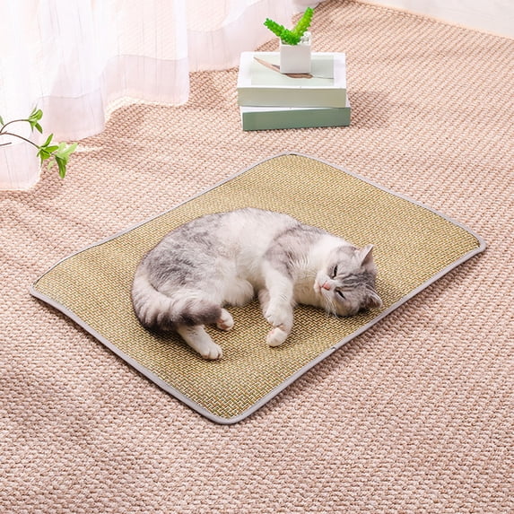 WZXPWT Pet Cooling Mat, Summer Rattan Cooler for Dogs and Cats, Breathable and Wear-Resistant Scratch Pad, Natural Fiber Kennel Floor Mat