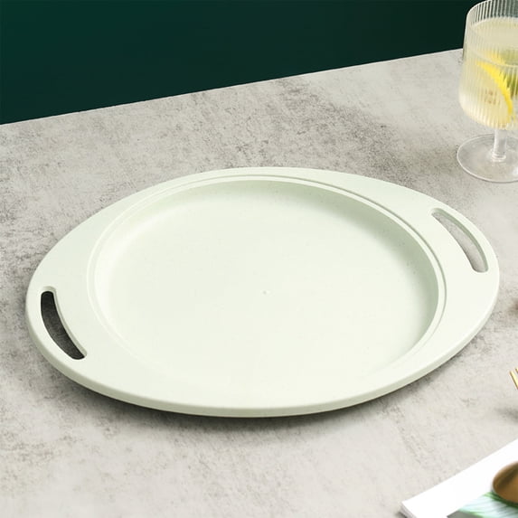 WZXPWT Plates, Oval Shaped Restaurant Plates with Handles, Durable Heat Resistant Serving Plates, Stackable Dining Plates for Family Meals