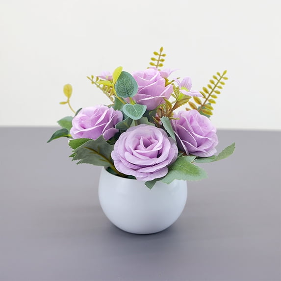 WZXPWT Decorative Fake Flowers, Simulation Floral Arrangements with Dried Stems, Indoor Potted Plastic Blooms for Home Decor, Vibrant Artificial Bouquets for Living Room or Dining Table