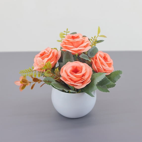 WZXPWT Decorative Fake Flowers, Simulation Floral Arrangements with Dried Stems, Indoor Potted Plastic Blooms for Home Decor, Vibrant Artificial Bouquets for Living Room or Dining Table