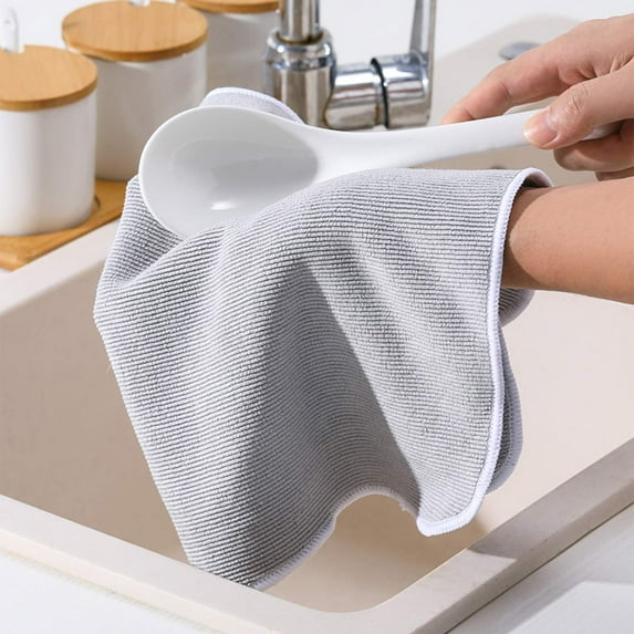 WZXPWT Pures-Color Microfiber Dishcloth, Absorbent Lint-Free Cleaning Cloth, Streak-Free Glass Towel for Home and Car