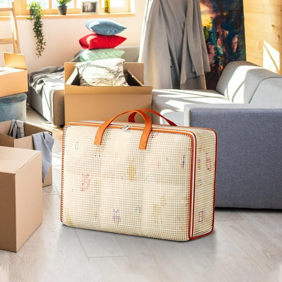 WZXPWT Quilt Storage Bag, Sub-large Capacity Proof Organizing Bag, Versatile PVC Woven Bag for Clothes & Things, Easy-to-Move Luggage Bag