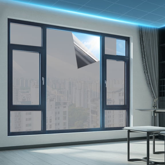WZXPWT Reflective Window Film, 16"x80" Heat Control Window Tint, Self-Adhesive Daytime Privacy Window Film, One-Way Mirror Effect Window Cover for Home and Office