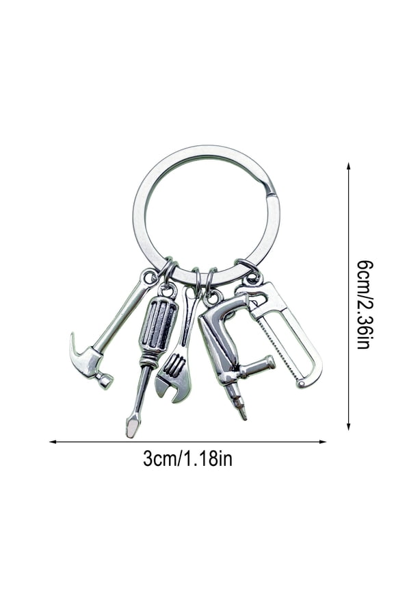 Keychain Tool Pendant, Versatile Keyring Tool with Mini Accessories, Handy Tool Keychain for DIY Enthusiasts, Unique Wrench Drill Keyring for Dads