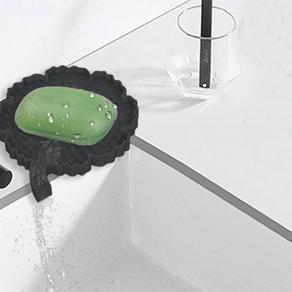 WZXPWT Silicone Bathroom Soap Dish with Drain, Multi-Purpose Kitchen Sink Organizer & Sponge Holder, Non-Slip Mat for Soap Bars and Sponges