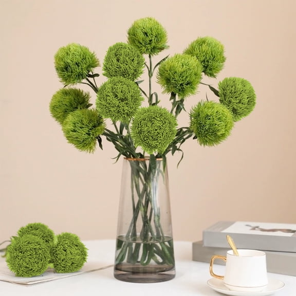WZXPWT Simulation Greenery, Artificial Green Dianthus, Fake Green Hair Balls, Lifelike Floral Decoration