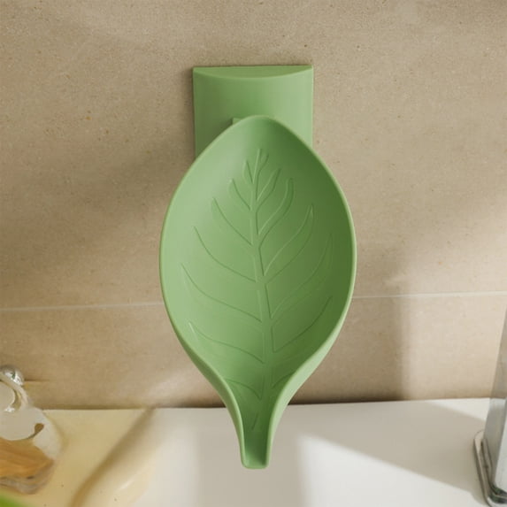 WZXPWT Soap Holder, Leaf Shaped Wall Mounted Soap Dispenser with Adjustable Drainage, Rotatable Soap Stand for Washbasin, Durable Soap Storage Solution