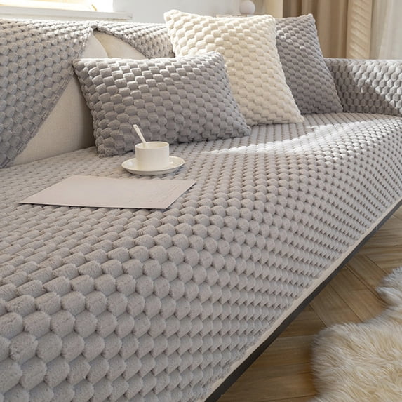 WZXPWT Sofa Cover, Washable Plush Sofa Protector with Non-Slip Design, Thick and Soft Couch Slipcover for Three-Seater Sofas
