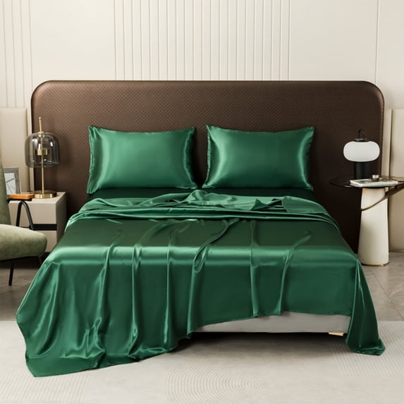 WZXPWT Soft Bed Sheet Set, Luxurious Satin Bed Linen with Pillowcase, Elegant Polyester Bedding Ensemble, Breathable Hotel Quality Sleep Set