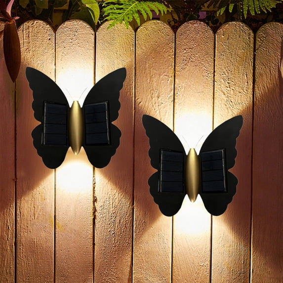 WZXPWT Solar Wall Light, Outdoor Butterfly Shaped Garden Light, Decorative Solar-Powered Pathway Light, Weather Resistant LED Wall Lamp for Stairs and Patios
